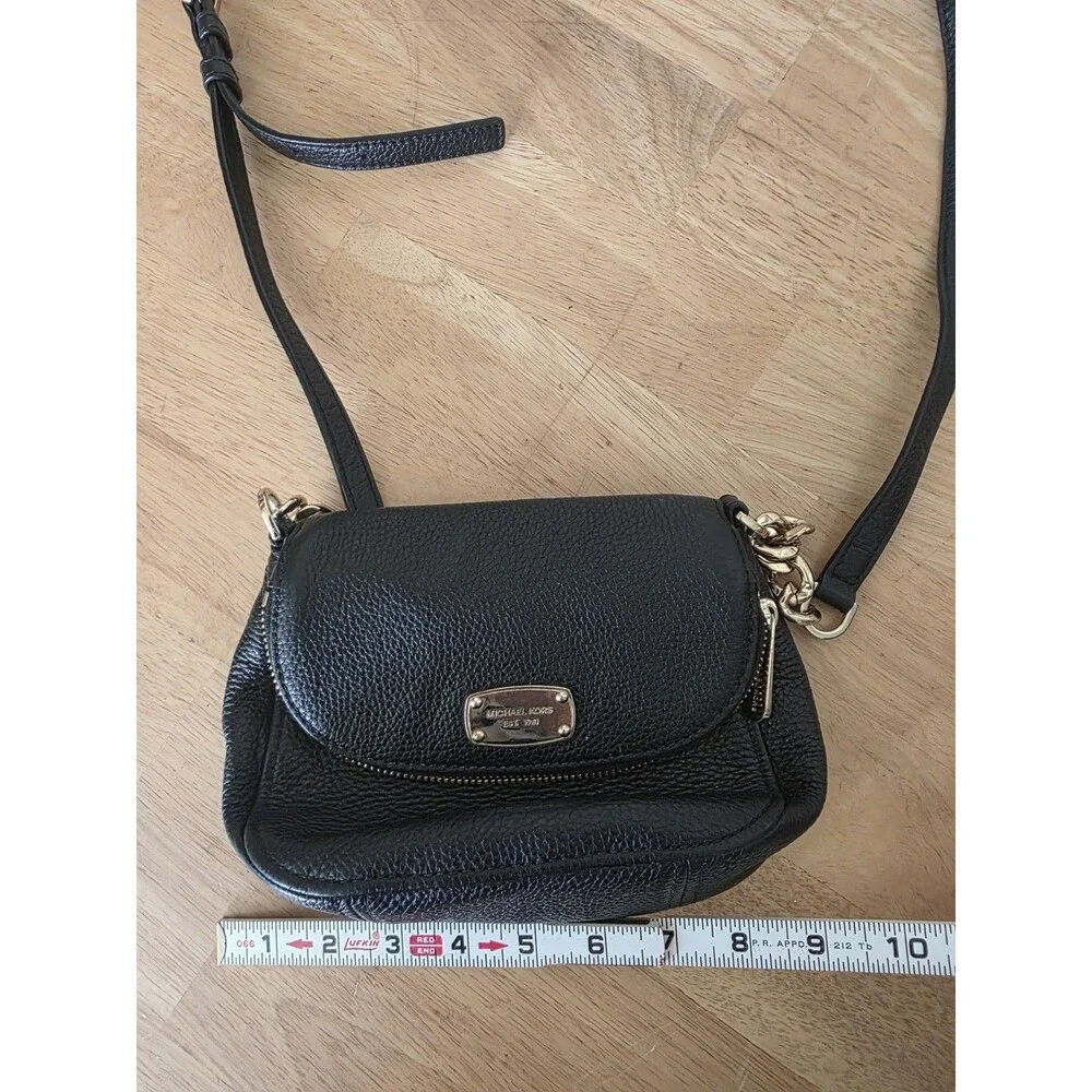 Michael Kors Small Black Crossbody Bag w/ Gold Hardware, Logo, Detachable Strap